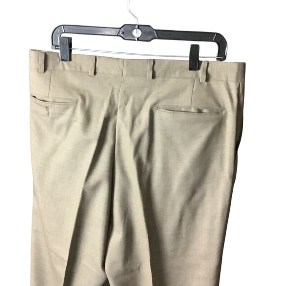 Kasper Men's Khaki Tan Wool Suit Jacket & Pants 2-Piece Set 46L Pure Virgin Wool - Picture 16 of 16